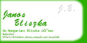 janos bliszka business card